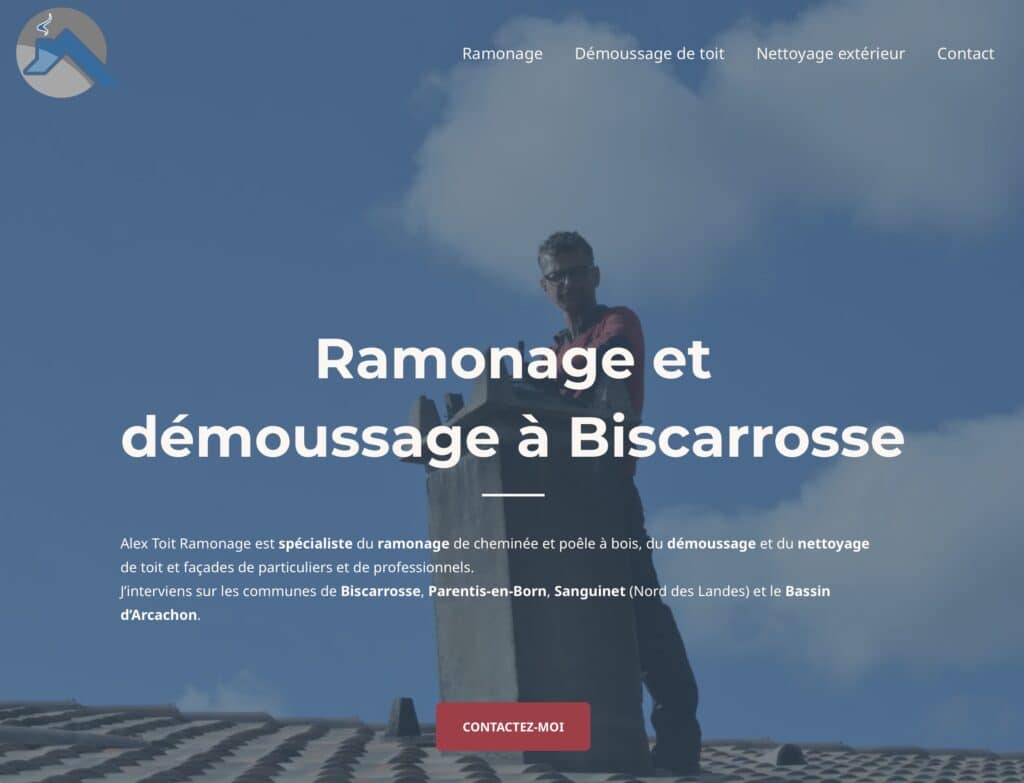 Page d'accueil du site du ramoneur Alex Toit Ramonage